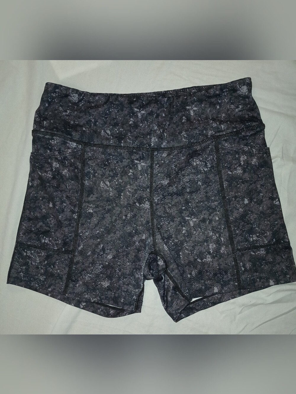 Pro Player Women's Black Marble-Pattern Bike Shorts